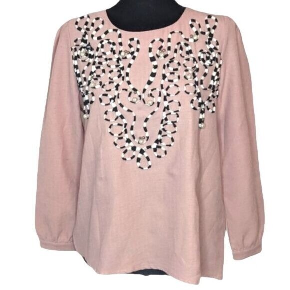 Eyescream Embellished Long Sleeve Blouse Small - Picture 1 of 4